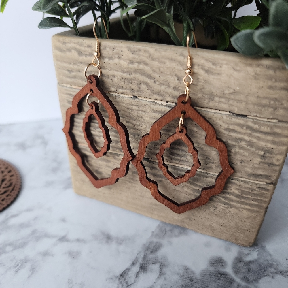 Wooden Geometric Earrings